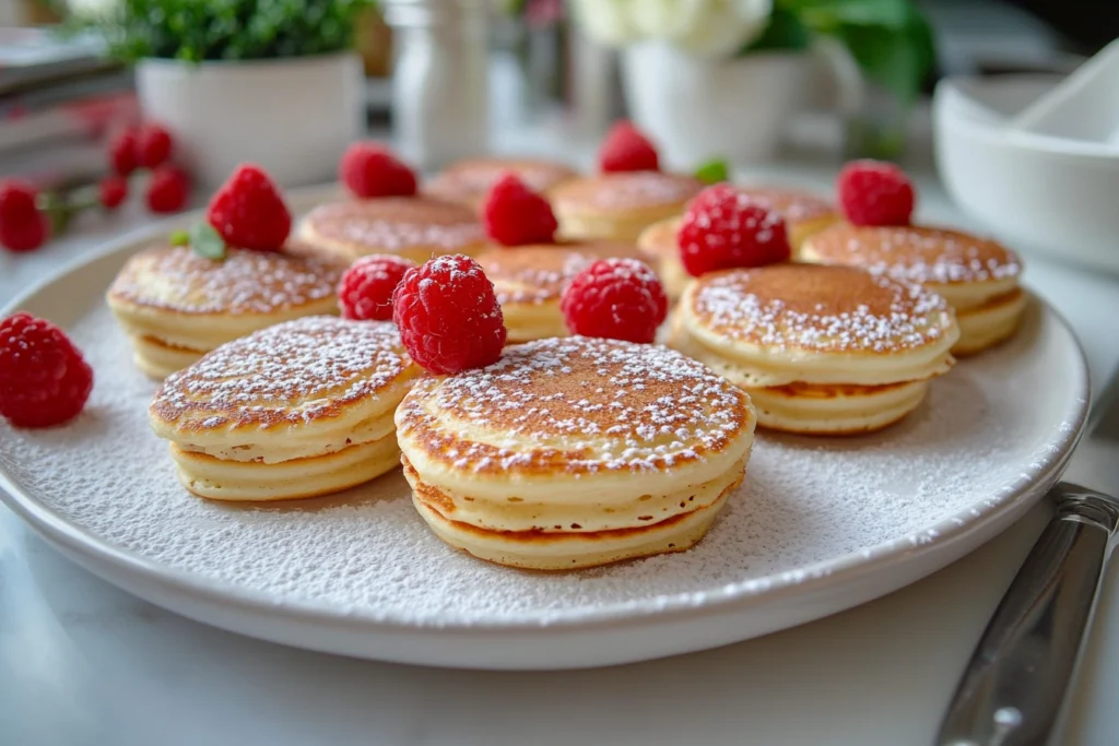 What are mini pancakes made of?