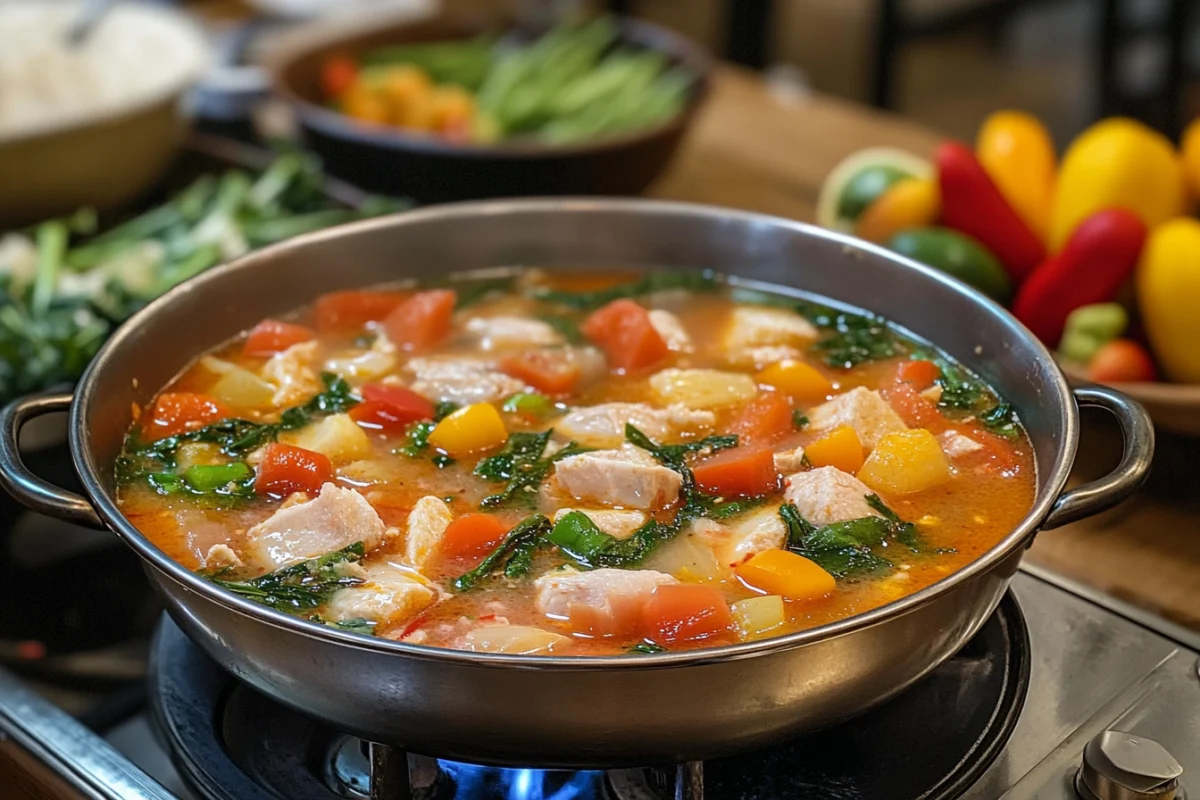 What ingredients of sinigang are mentioned in the selection?