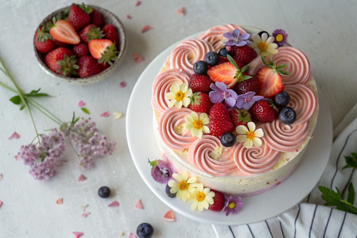 How to garnish a strawberry cake