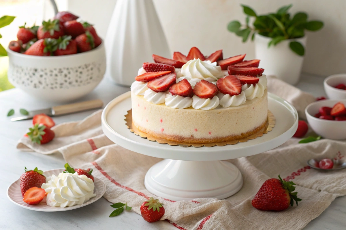 How to garnish a strawberry cake