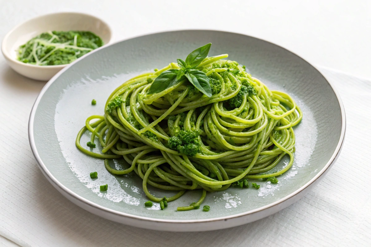 How many calories are in a cup of green spaghetti?