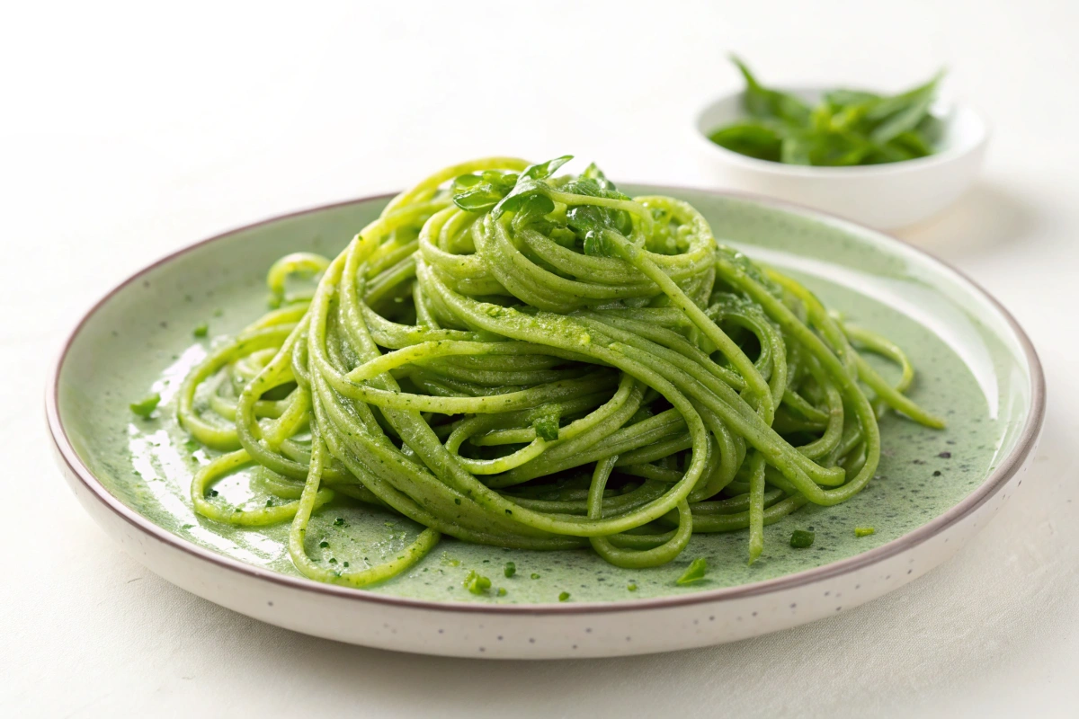 How many calories are in a cup of green spaghetti?