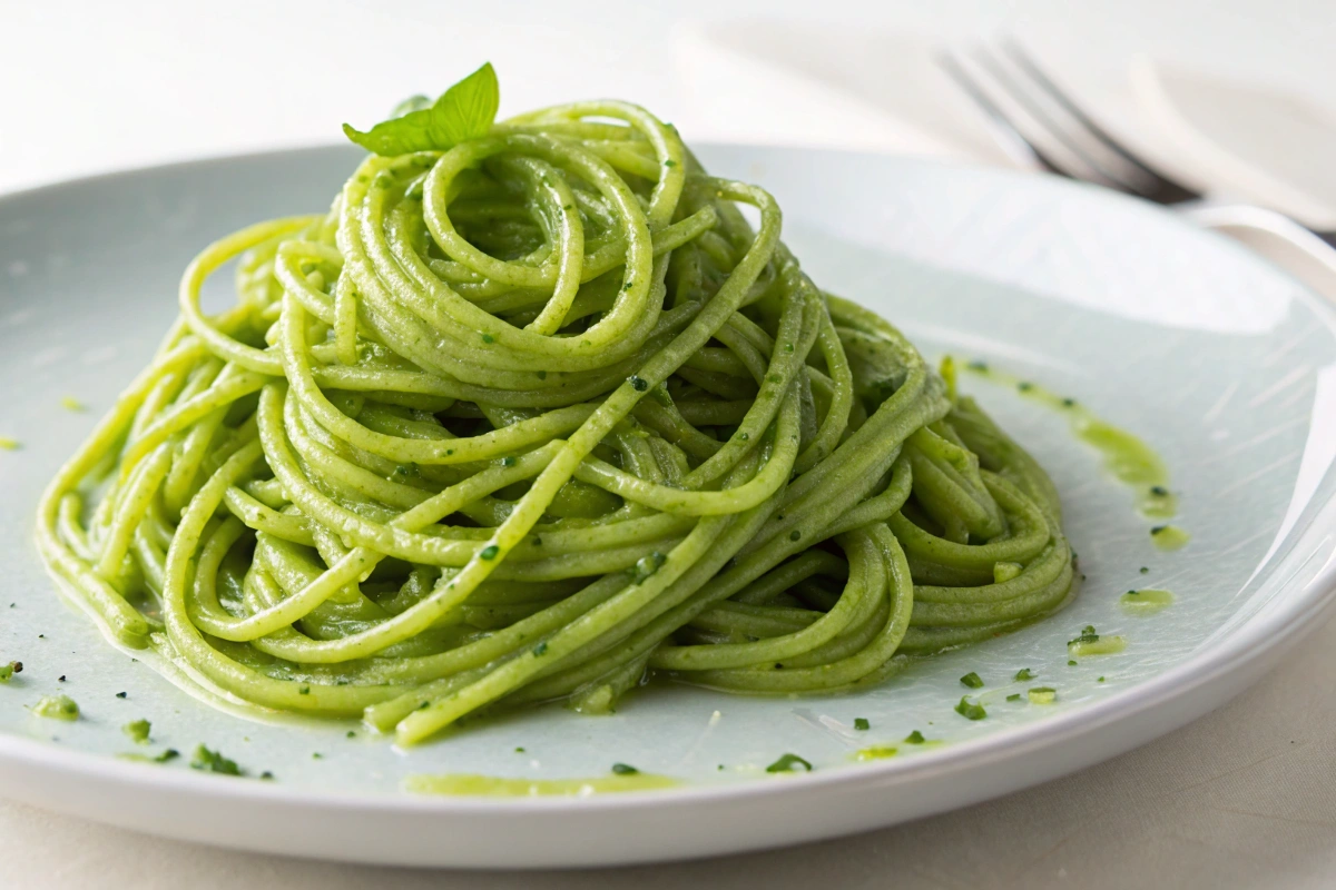 How many calories are in a cup of green spaghetti?